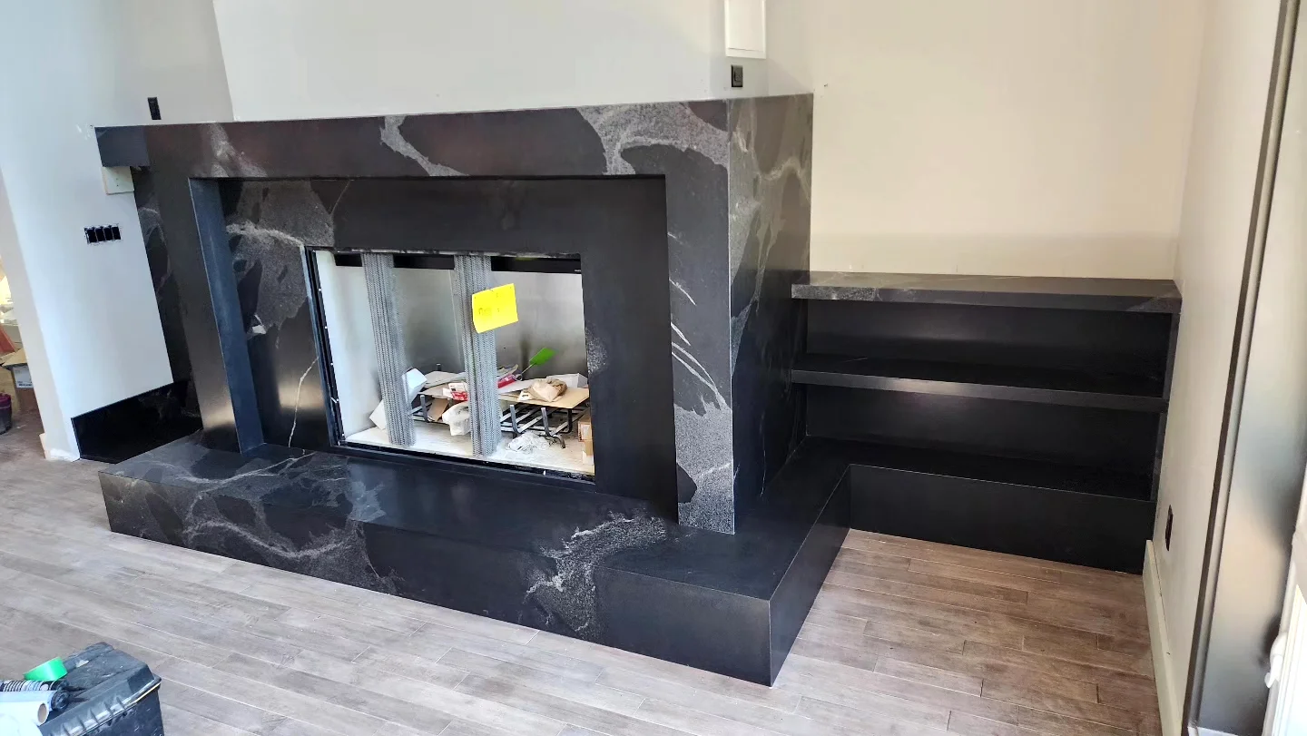 Wide Fireplace Design