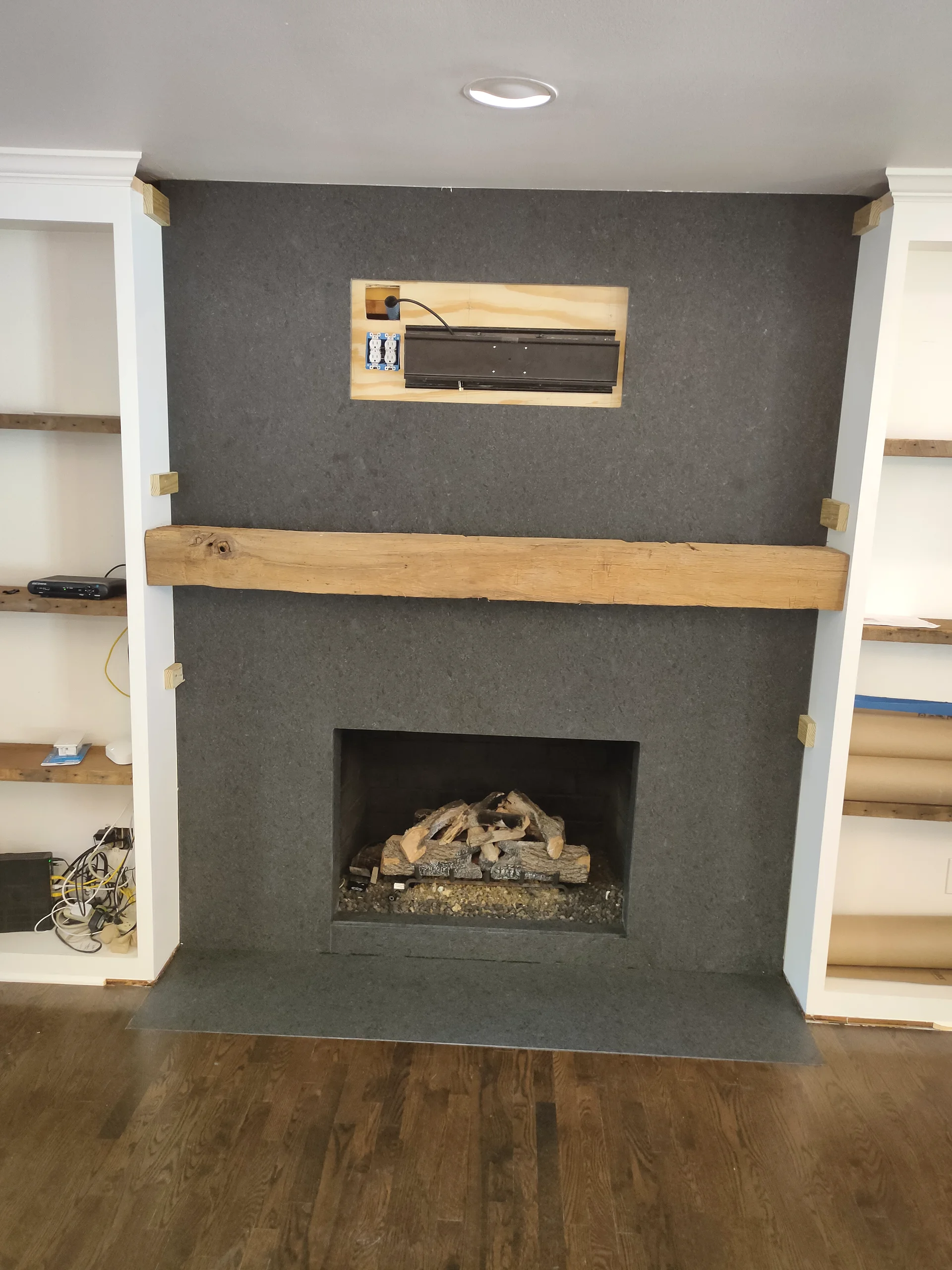 Modern Stone Fireplace